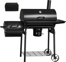 Load image into Gallery viewer, NEW Charcoal Grill Outdoor BBQ Grill with Side Oven &amp; Thermometer Barbecue Grill Offset Smoker with Ash Catcher &amp; Cover for Camping Picnics
