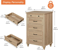 Load image into Gallery viewer, WAMPAT Oak Dresser for Bedroom with 5 Drawers, Tall Kids Dressers with Wide Chest of Drawers, Mid Century Modern Wooden Closet Storage Organizer, Small Dressers for Nursery, Living Room, Hallway
