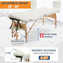 Load image into Gallery viewer, Portable Massage Table 28 Inch Wide Lash Bed Height Adjustable 2 Folding Spa Table with Non-Woven Bag for Spa Footmassage Facial CareSpa Tattoo(Cream)
