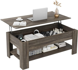 NEW Coffee Table, Lift Top Table with Storage Shelf and Hidden Compartment, Modern Style Table with Wooden Lift Tabletop for Living Room and Office (48 inch, Beige)