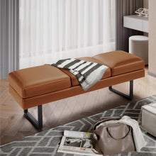 Load image into Gallery viewer, Furmax 59.6 Inches Waiting Room Chairs - 3 Seats Faux Leather Office Guest Chair - Conference Room Upholstered Reception Bench - Lobby Furniture for Salon and Shop, Brown
