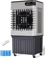 Cargar imagen en el visor de la galería, Uthfy 3800 CFM Evaporative Air Cooler, 3 IN 1 Swamp Cooler Air Conditioner with 13.5 Gal Large Water Tank, Remote Control, 120° Oscillation, 12H Timer, 44 Inch Outdoor Cooling Fan for Patio, Garage
