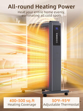 Load image into Gallery viewer, Uthfy 34&quot; Space Heaters for Indoor Use, 1500W Whole Room Electric Heater for Large Room, Quiet Mica Convection Heater with Thermostat, ECO, Remote, Wheel, 12H Timer, Tip-Over &amp; Overheat Protection
