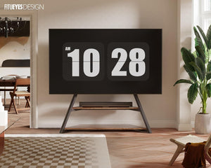 FITUEYES Design Large TV Floor Stand for 75 77 85 86 90 100 Inch TVs, Heavy Duty TV Stand Mount with Large Wood Entertainment Shelf, Modern Living Room Television Stands, Up to 187 lbs, Eiffel Series