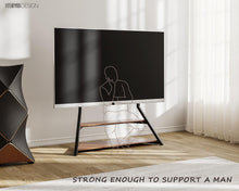 Cargar imagen en el visor de la galería, FITUEYES Design Large TV Floor Stand for 75 77 85 86 90 100 Inch TVs, Heavy Duty TV Stand Mount with Large Wood Entertainment Shelf, Modern Living Room Television Stands, Up to 187 lbs, Eiffel Series
