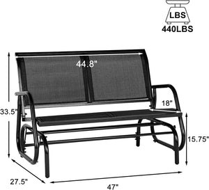 Outdoor Glider Bench for Outside Patio Porch Glider Swing Loveseat Gliders Rocking Chair with High Backrest for Garden Poolside Backyard