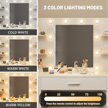 Load image into Gallery viewer, Vanity Desk with Mirror, LED Lights and Power Outlet Makeup Vanity Table with 7 Drawers and 6 Storage Shelves Dressing Table for Bedroom Dressing Room (White)

