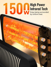 Load image into Gallery viewer, Outdoor Heater, 12H Timer &amp; 3 Heat Levels, IP54 Waterproof Garage Heater, 1500W Infrared Heating Covers 300Sq.ft, Tip-Over Protection,Towel Bracket,Remote, 83 Inch Patio Heaters for Outdoor Use
