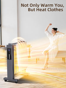 Uthfy 25" Space Heaters for Indoor Use, Whole Room Electric Heater for Large Room, 1500W Quiet Mica Convection Heater with Thermostat, ECO, Remote, Wheel, 12H Timer, Tip-Over & Overheat Protection