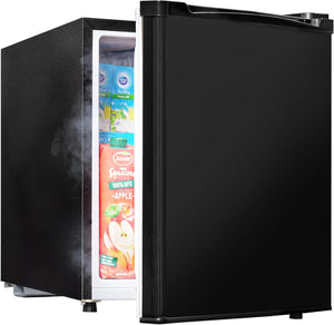 1.7 Cu.Ft Mini Fridge with Freezer, Low Noise Compact Refrigerator, Adjustable Thermostat, Energy Saving, Stylish Small Fridge for Bedroom, Office, Dorm, Hotel. (Stylish Black)