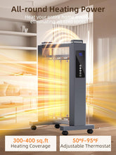 Load image into Gallery viewer, Uthfy 25&quot; Space Heaters for Indoor Use, Whole Room Electric Heater for Large Room, 1500W Quiet Mica Convection Heater with Thermostat, ECO, Remote, Wheel, 12H Timer, Tip-Over &amp; Overheat Protection
