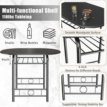 Load image into Gallery viewer, New 3-Piece Wooden Round Table &amp; Chair Set, Space Saving Kitchen Breakfast Nook Wood Grain Tabletop with Metal Frame and Built-in Wine Rack for Kitchen, Dining Room (Black)
