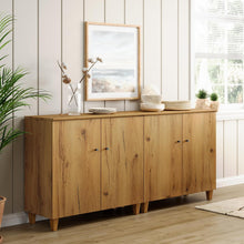 Load image into Gallery viewer, Wampat Sideboards Buffet Cabinets, 70.8&quot; Wide Wooden Credenza Storage with 4 Doors, 2-in-1 Modern Kitchen Accent Cabinets with 6 Compartments for Living Room, Hallway, Oak Brown
