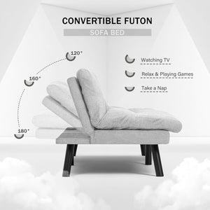 Copy of Futon Sofa Bed, Sleeper Sofa Bed Couch Loveseat Futon Bed with Breathable Fabric, Convertible Modern Futon Adjustable Lounge Couch Futon Sets for Living Room Apartment Office （Light Gray）