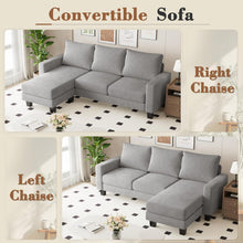Cargar imagen en el visor de la galería, Sofa for Living Room, Couch with Convertible Chaise, 3 Seat L-Shaped Sofas, Comfy Fabric Couches for Apartment, Small Space, Pale Gray
