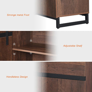 WAMPAT Sideboard Buffet Cabinets, Modern Sideboard with Adjustable Shelf and Metal Base, Coffee Bar Cabinet Storage Cabinet for Living Room, Kitchen, Brown
