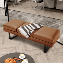 Load image into Gallery viewer, Furmax 59.6 Inches Waiting Room Chairs - 3 Seats Faux Leather Office Guest Chair - Conference Room Upholstered Reception Bench - Lobby Furniture for Salon and Shop, Brown
