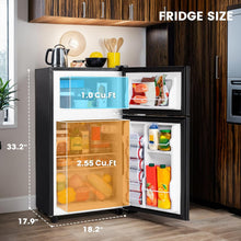 Load image into Gallery viewer, New 3.55 Cu.Ft Mini Fridge with Freezer, Small Refrigerator with 2 Doors for Kitchen, Dorm, Office and Bedroom, Mini Refrigerator with Adjustable Shelves (Black)
