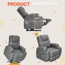Load image into Gallery viewer, Electric Power Lift Recliner Chair with Massage for Elderly Corduroy Fabric Recliner Single Sofa with Cup Holders, Side Pockets and Remote Control for Living Room Bedroom (Leathaire, Light Gray)
