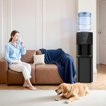 Load image into Gallery viewer, Water Dispenser with Hot &amp; Cold Water, Top Loading Water Cooler for 3 or 5 Gallon Bottles with Child Safety Lock, Ideal for Kitchens, Offices, Pitch-Black
