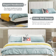 Load image into Gallery viewer, Queen Size Velvet Upholstered Platform Bed Frame with Soft Tufted Headboard and Wooden Slats Support, No Box Spring Needed for Boys Girls Teens Adults, Noise-Free, Under Bed Storage (Beige)
