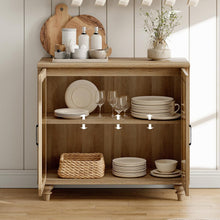 Load image into Gallery viewer, WAMAPT Sideboard Buffet Cabinets with Glass Door, Kitchen Storage Cabinets, Wood Coffee Bar Tables with Adjustable Shelf, Accent Sideboard Storage Cabinet Table Dining Room, Living Room,Oak 34 inch
