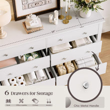 Load image into Gallery viewer, Dresser for Bedroom, 6 Wood Dresser Drawers, Wide Chest of Drawers, Storage Tower Unit, Modern Design for Bedroom, Living Room, Hallway, Entryway (White)
