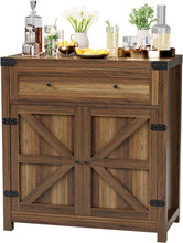 Load image into Gallery viewer, Coffee Bar Cabinet Farmhouse Kitchen Sideboard Buffet Cabinet with Drawer and Adjustable Shelf Barn Door Storage Cabinet for Kitchen, Dining Room, Bathroom, Entryway
