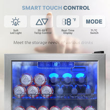 Load image into Gallery viewer, Beverage Refrigerator Cooler-Mini Fridge Freestanding Cooler with Glass Door, Adjustable Shelves &amp; Digital Temperature Display for Soda, Wine or Beer (Silver, 1.77 Cu.Ft)
