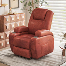 Load image into Gallery viewer, Electric Power Lift Recliner Chair with Massage for Elderly Corduroy Fabric Recliner Single Sofa with Cup Holders, Side Pockets and Remote Control for Living Room Bedroom (Leathaire, Brown)
