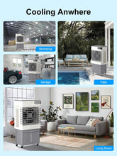 Cargar imagen en el visor de la galería, Uthfy 3800 CFM Evaporative Air Cooler, 3 IN 1 Swamp Cooler Air Conditioner with 13.5 Gal Large Water Tank, Remote Control, 120° Oscillation, 12H Timer, 44 Inch Outdoor Cooling Fan for Patio, Garage
