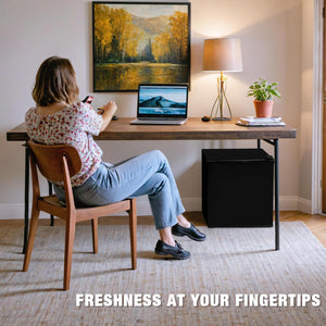 1.7 Cu.Ft Mini Fridge with Freezer, Low Noise Compact Refrigerator, Adjustable Thermostat, Energy Saving, Stylish Small Fridge for Bedroom, Office, Dorm, Hotel. (Stylish Black)
