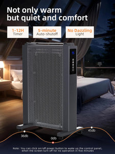 Uthfy 34" Space Heaters for Indoor Use, 1500W Whole Room Electric Heater for Large Room, Quiet Mica Convection Heater with Thermostat, ECO, Remote, Wheel, 12H Timer, Tip-Over & Overheat Protection