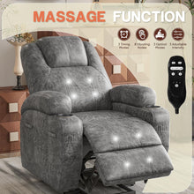 Load image into Gallery viewer, Electric Power Lift Recliner Chair with Massage for Elderly Corduroy Fabric Recliner Single Sofa with Cup Holders, Side Pockets and Remote Control for Living Room Bedroom (Leathaire, Light Gray)
