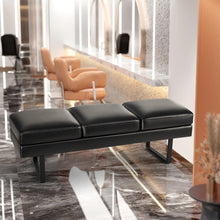 Load image into Gallery viewer, Furmax Waiting Room Chairs Faux Leather Office Guest Chair, 59.6 Inches Conference Room Chairs 3 Seats Upholstered Reception Bench, Lobby Furniture for Salon and Shop, Black
