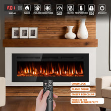 Load image into Gallery viewer, New 50&quot; Ultra-Thin Electric Fireplace Recessed and Wall Mounted with Remote Control, 12 Adjustable Color Fireplace Heater(60-99°F Thermostat), Low Noise, Timer, Child Lock
