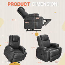 Load image into Gallery viewer, Electric Power Lift Recliner Chair with Massage for Elderly Corduroy Fabric Recliner Single Sofa with Cup Holders, Side Pockets and Remote Control for Living Room Bedroom (Leathaire, Dark Gray)
