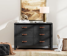 Load image into Gallery viewer, WAMPAT Black Dresser TV Stand, Wood Entertainment Center with 6 Fabric Drawers, TV Console Table for TVs up to 45 Inch, Chest of Drawers for Living Room, Bedroom, Hallway
