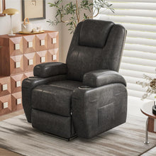 Load image into Gallery viewer, Electric Power Lift Recliner Chair with Massage for Elderly Corduroy Fabric Recliner Single Sofa with Cup Holders, Side Pockets and Remote Control for Living Room Bedroom (Leathaire, Dark Gray)
