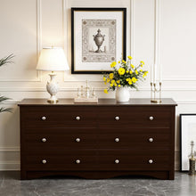 Load image into Gallery viewer, Dresser for Bedroom, 6 Wood Dresser Drawers, Wide Chest of Drawers, Storage Tower Unit, Modern Design for Bedroom, Living Room, Hallway, Entryway (Dark Brown)
