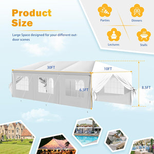 Party Tent 10'x30' Outdoor Wedding Canopy Tents for Parties with Removable Sidewalls Heavy Duty Event Booths Waterproof Gazebo Shelter