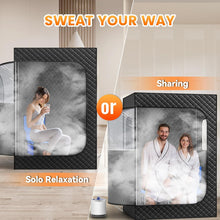 Load image into Gallery viewer, New 2 Person Portable Steam Sauna for Home, 1 or 2 Person Full Body Home Spa with 2 Foldable Chairs,9 Levels of Sauna Box with Remote Control, (Black, Large)
