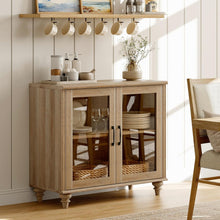 Load image into Gallery viewer, WAMAPT Sideboard Buffet Cabinets with Glass Door, Kitchen Storage Cabinets, Wood Coffee Bar Tables with Adjustable Shelf, Accent Sideboard Storage Cabinet Table Dining Room, Living Room,Oak 34 inch
