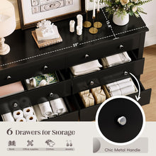 Load image into Gallery viewer, Black Dresser for Bedroom, 6 Wood Dresser Drawers, Wide Chest of Drawers, Storage Tower Unit, Modern Design for Bedroom, Living Room, Hallway, Entryway
