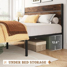 Load image into Gallery viewer, Queen Bed Frame with Headboard and Footboard, Metal Queen Bed Frame with Under-Bed Storage, All-Metal Support System, No Box Spring Needed, Easily Assemble, Rustic Brown
