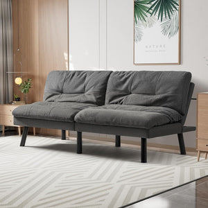 Futon Sofa Bed, Sleeper Sofa Bed Couch Loveseat Futon Bed with Breathable Fabric, Convertible Modern Futon Adjustable Lounge Couch Futon Sets for Living Room Apartment Office （Dark Gray）