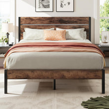 Load image into Gallery viewer, Queen Bed Frame with Headboard and Footboard, Metal Queen Bed Frame with Under-Bed Storage, All-Metal Support System, No Box Spring Needed, Easily Assemble, Rustic Brown
