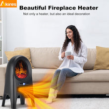 Load image into Gallery viewer, Electric Fireplace Space Heater,1500W PTC Fast Heating Ceramic Heater with Remote,Thermostat,8H Timer,24″ Portable Tower Heater for Large Room Bedroom Office Indoor Use
