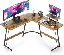 Load image into Gallery viewer, L Shaped Desk, Computer Corner Desk, Gaming Desk with Monitor Stand, Home Office Study Writing Workstation, Space-Saving, Rustic Brown
