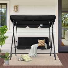 Cargar imagen en el visor de la galería, Outdoor Patio Swing Chair for Adults, 3-Seat Porch Swings with Adjustable Canopy, Outside Swing Bench with Removable Cushion, Suitable for Backyard, Garden, Yard, Poolside, Balcony (Black)
